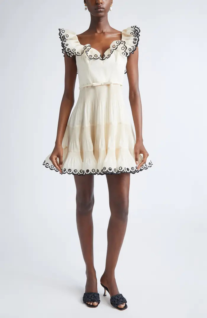 Scalloped Eyelet Trim Belted Minidress | Nordstrom