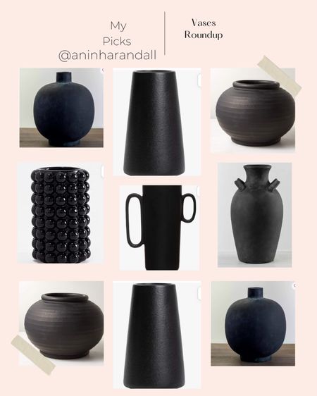 Vases roundup, chic home decor, black, ceramic, black and white, ceramic, 

#LTKunder100 #LTKSeasonal #LTKhome