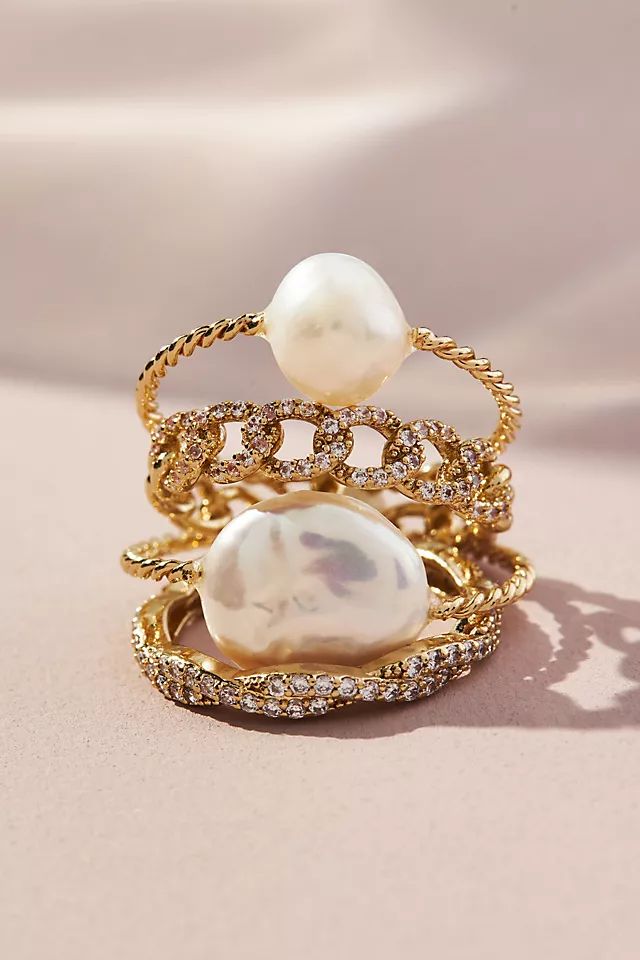 Pearl Stacking Ring Set | Anthropologie (US)