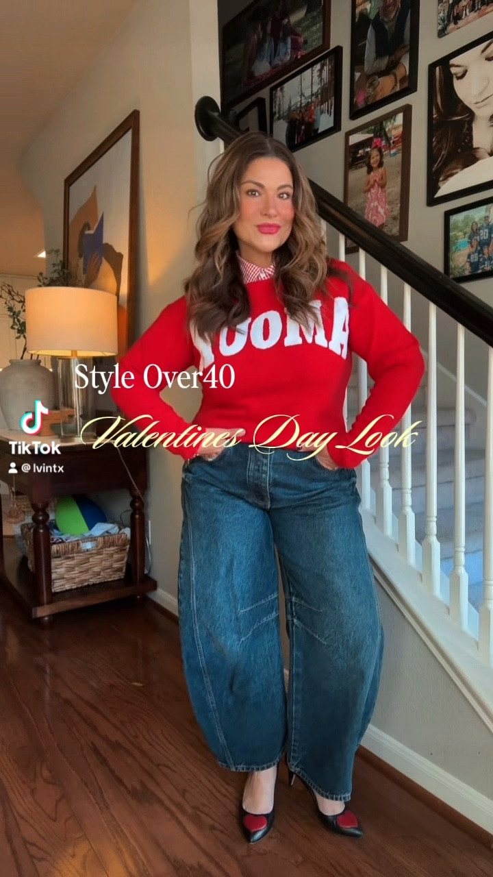 Love is in the air with this casual valentine look styling a fun festive sweater and my favorite denim ♥️

#LTKValentine #LTKOver40 #LTKootd