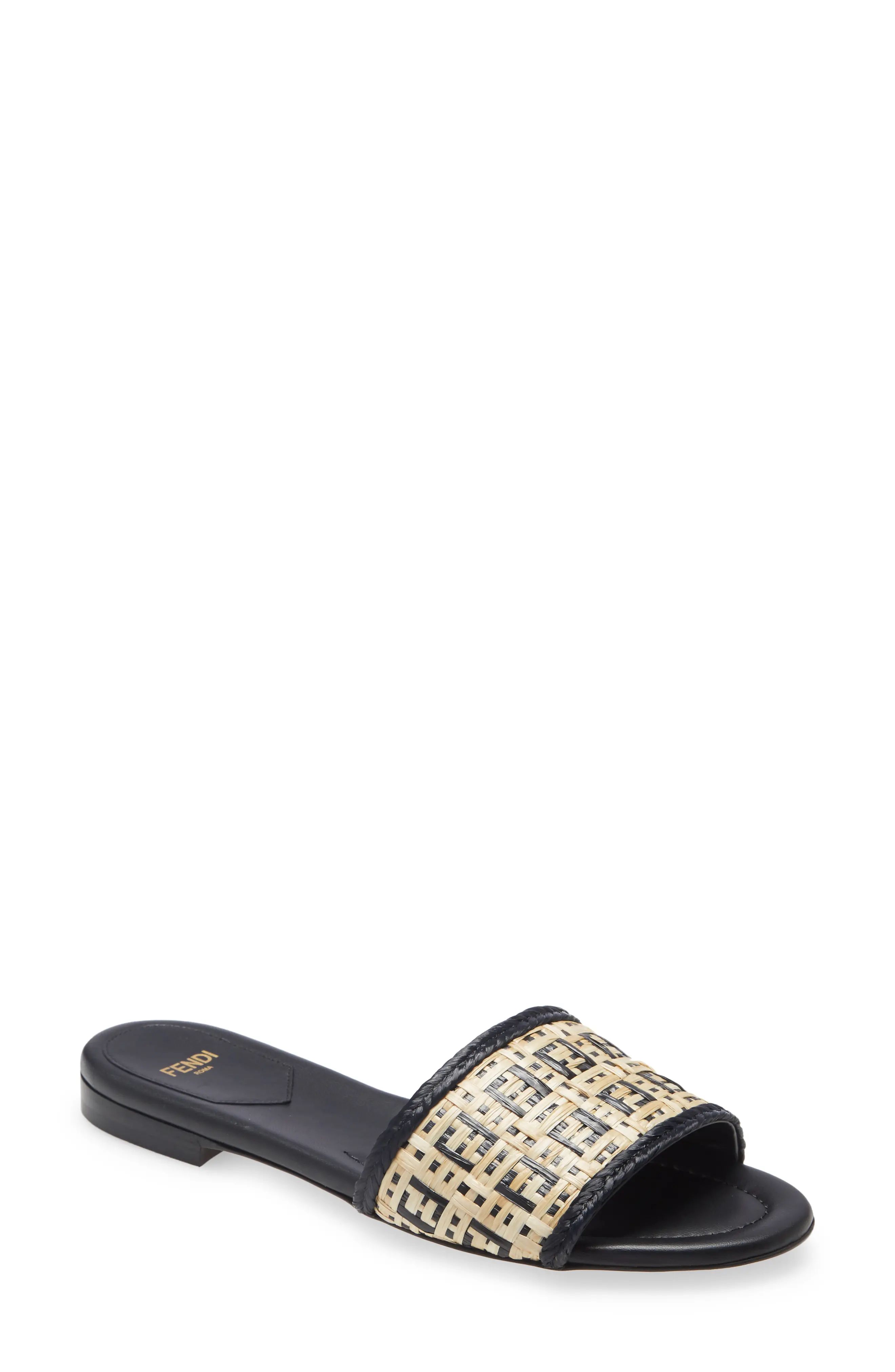 Women's Fendi Ff Logo Slide Sandal, Size 6US - Beige | Nordstrom