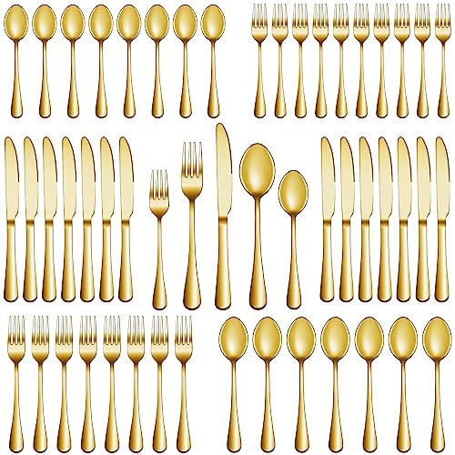 20 Pcs Gold Silverware Set Service for 4, Premium Stainless Steel Flatware Set, Cutlery Utensil Set, Durable Home Kitchen Eating Tableware Set, Include Fork Knife Spoon Set, Dishwasher Safe | Amazon (US)
