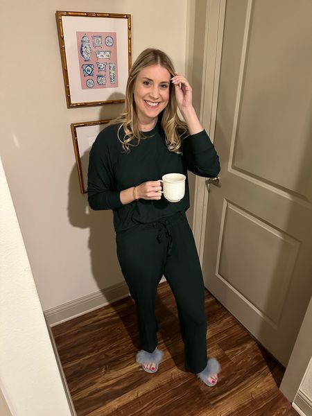To say I have been living in this pajama pants set is an understatement. This has held the glue together for me the past couple of weeks 🤣 i love this set because it keeps me warm and I never get too hot in it and I honestly can throw it on to sit on the couch and doesn’t feel so much like pajamas! They are great pajamas to wear around family and feel like you are fully clothed if you know what I mean 🤣 I got the medium - I like to size up in LAKE! And I hang to dry but sometimes throw them in the dryer at the end because I just like them to be warm and soft! 25% off sitewide- would be such a great gift and set for the fam!

#LTKHoliday #LTKCyberWeek #LTKsalealert