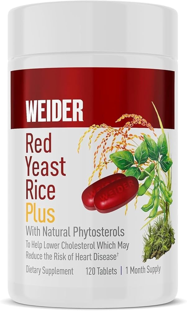 Weider Red Yeast Rice Plus 1200mg, with 850mg of Natural Phytosterols, Gluten Free, One Month Sup... | Amazon (US)