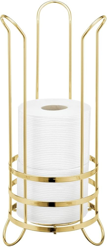mDesign Decorative Free Standing Toilet Paper Holder Stand with Storage for 3 Rolls of Toilet Tis... | Amazon (US)