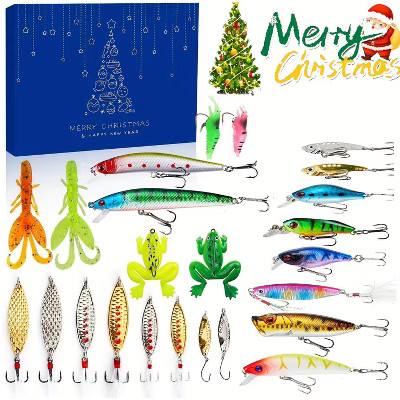 Christmas Countdown Calendar - 24 Day Fishing Lure Set for Adult Men and Teenage Boys - Christmas... | Target