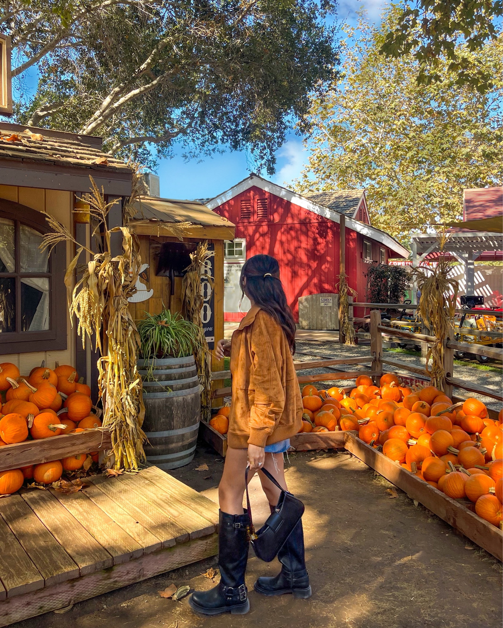 pumpkin patch outfit
—
wearing size small on the jacket 
medium in the skirt 
boots are true to size 
—


#LTKShoeCrush #LTKStyleTip #LTKFindsUnder100