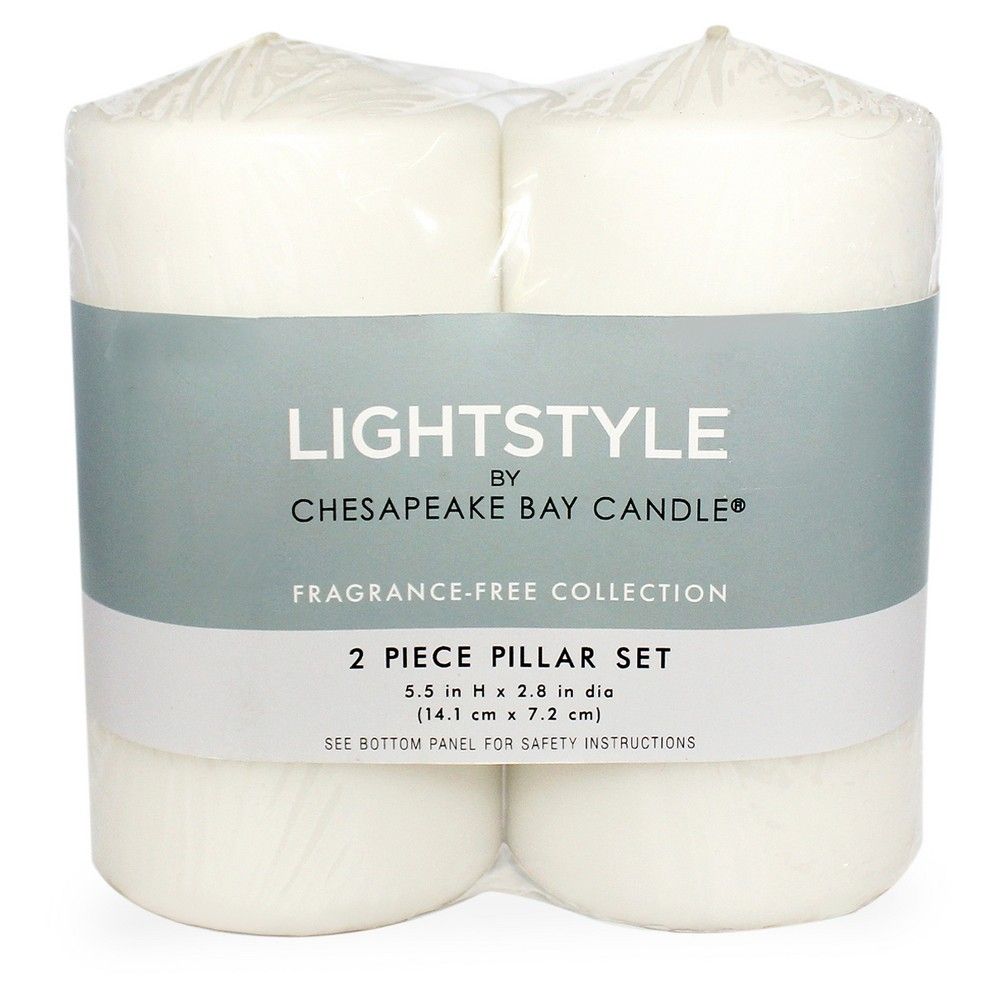 Fragrance Free Pillar Candle White 2pk - 3""x6"" - Chesapeake Bay Candle | Target
