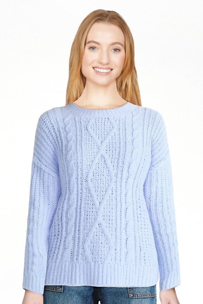 No Boundaries Cable Knit Sweater, Midweight, Women's | Walmart (US)