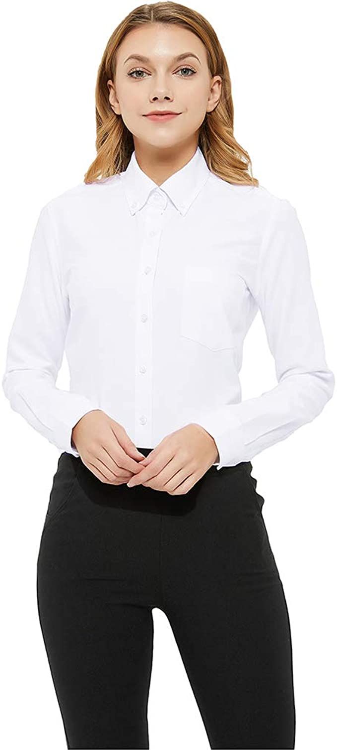 MGWDT Button Down Shirt Women Long Sleeve Blouse Oxford Shirt Classic-Fit Cotton Tops Wrinkle Res... | Amazon (US)