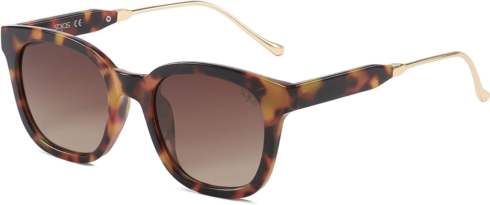 SOJOS Classic Square Polarized Sunglasses for Women Men Retro Trendy UV400 Sunnies SJ2050, Amber ... | Amazon (US)