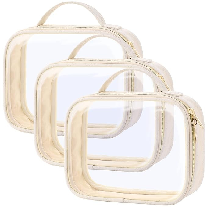 PACKISM TSA Approved Toiletry Bag, 3 Pack Clear Makeup Bags with Handle Large Opening, Clear Toil... | Amazon (US)