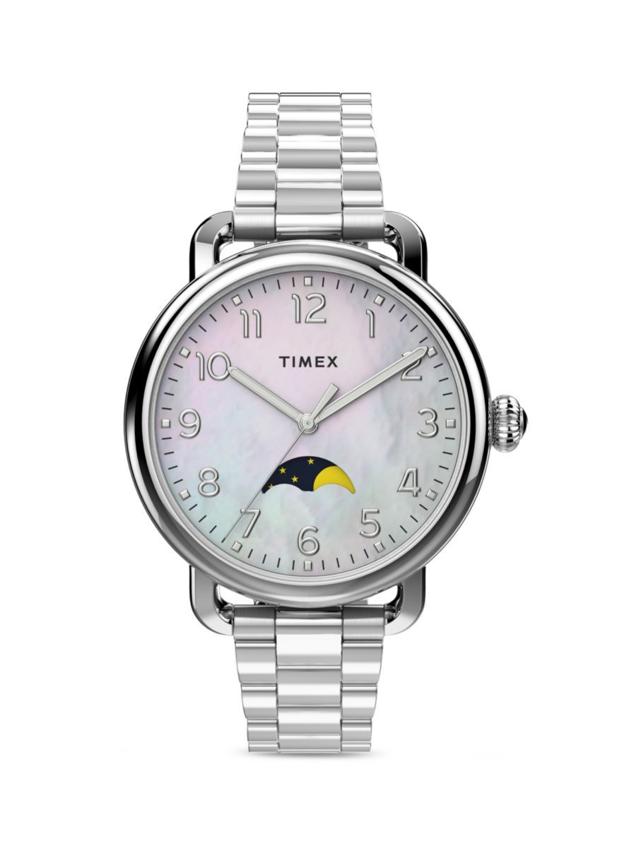 Timex Standard Stainless Steel &amp; Mother-Of-Pearl Watch | Saks Fifth Avenue