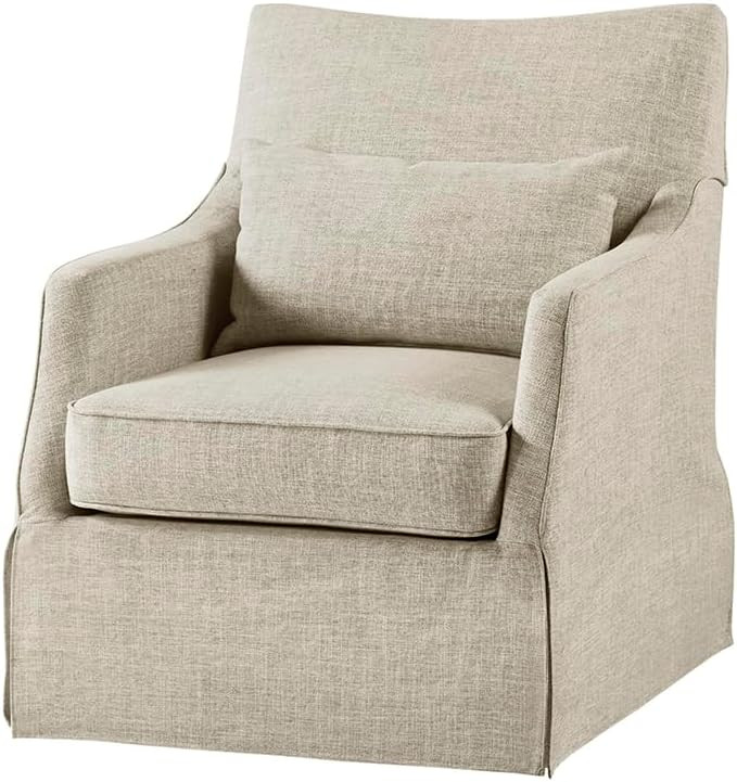 Martha Stewart London Swivel Chair - Solid Wood & Plywood, Skirted Metal Base Accent Armchair, Lu... | Amazon (US)