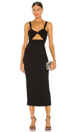 Simone Fitted Cut Out Midi Dress in Black | Revolve Clothing (Global)