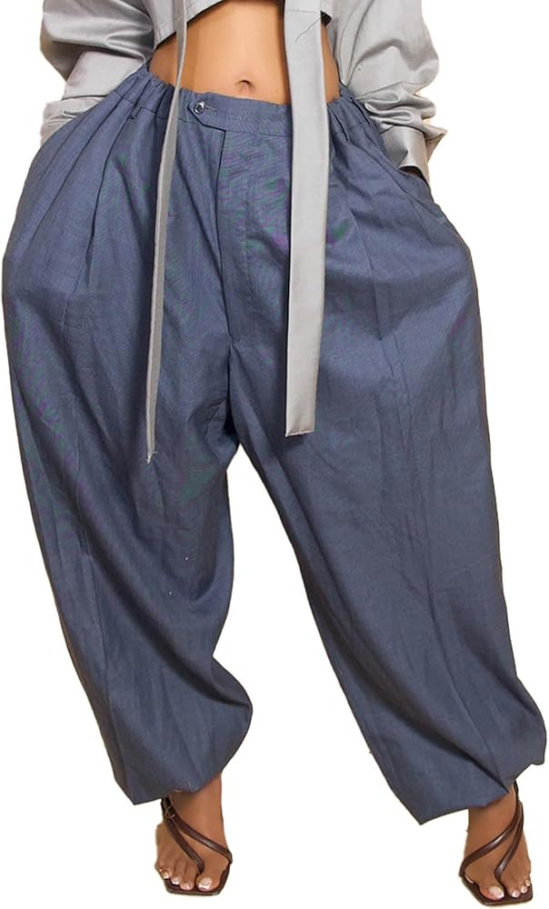 Women's Baggy Parachute Pants Casual High Waisted Wide Leg Balloon Joggers Tapered Trousers Y2K S... | Amazon (US)