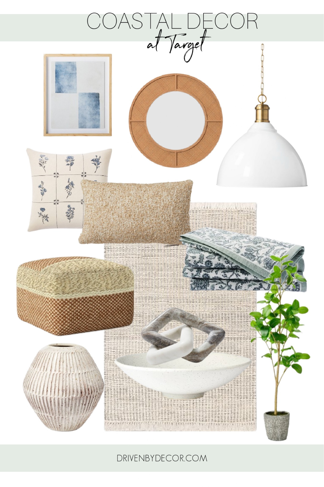 Coastal home decor at Target! Lots of great coastal home decor inspiration. 

faux plant, vase, coastal home, coastal decor, coastal style, coastal living room, Target home decor, target style, target living room decor, target art, target mirror, target area rug, target chandelier, light fixture, tea towels, studio mcgee, threshold decor 

#LTKSeasonal #LTKhome #LTKstyletip