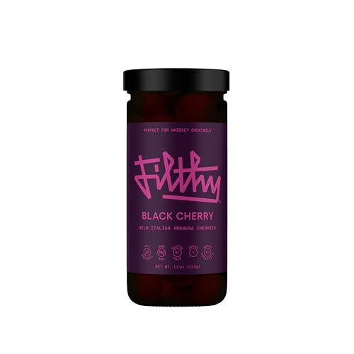 Filthy Cocktail Amarena Black Cherries, Premium Cocktail Garnish, All Natural Wild Italian Amarena Black Cherries, Non-GMO, Gluten Free, Vegan, Slow-Cooked, 11 Oz Jar, 45 Cherries | Amazon (US)