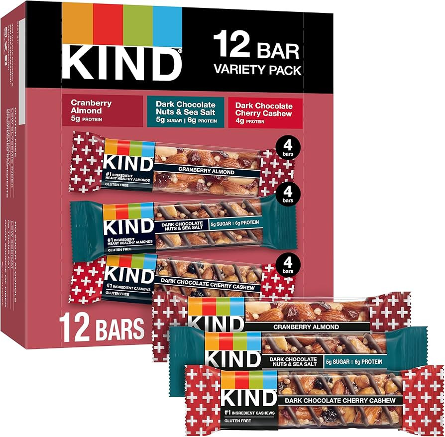 KIND Nut Bars Favorites, 3 Flavor Variety Pack, Gluten Free, Healthy Snacks, 12 Count | Amazon (US)