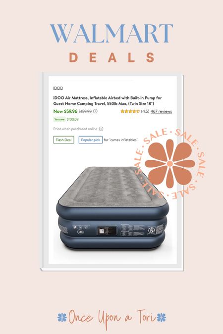 WALMART SALE: this air mattress is super convenient… it only takes 3 minutes to witness the magical moment of the air bed blowing up! Great for when guests are over  