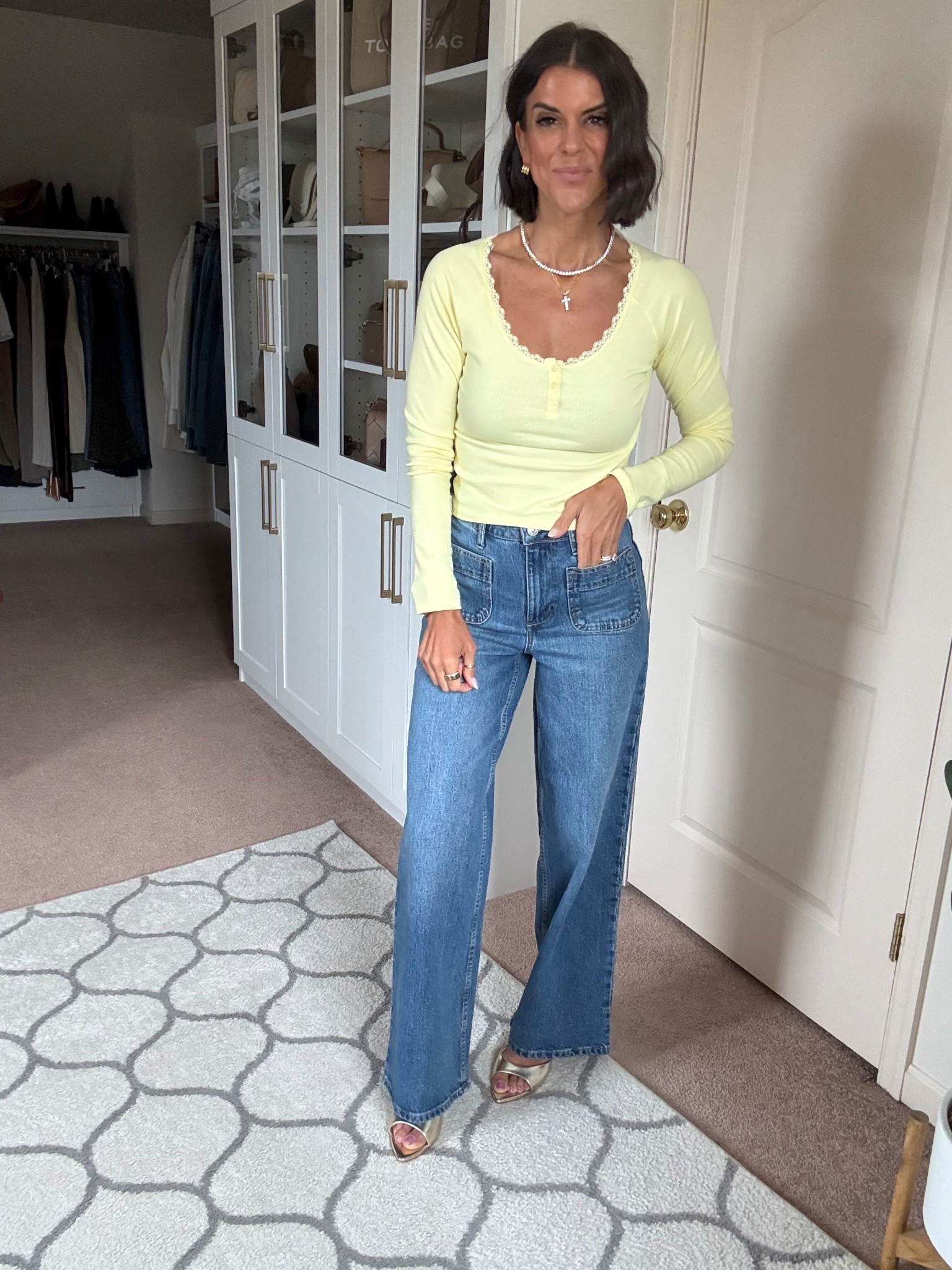 $9 Walmart tee still fully stocked! I’m in size small. Jeans fit tts 

#LTKgrwm #LTKSpringSale #LTKSaleAlert