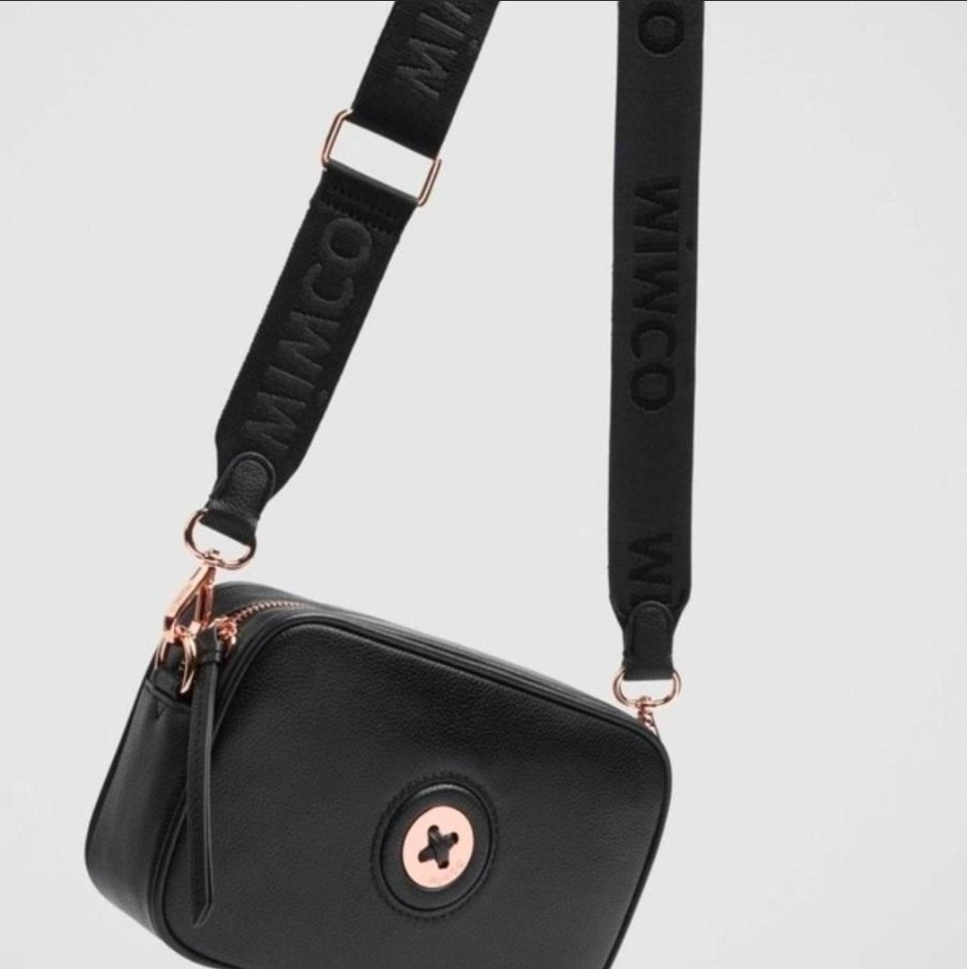 Mimco Mim Mazing Rose Gold Crossbody Bag With Webbing Strap Excellent Condition | eBay AU