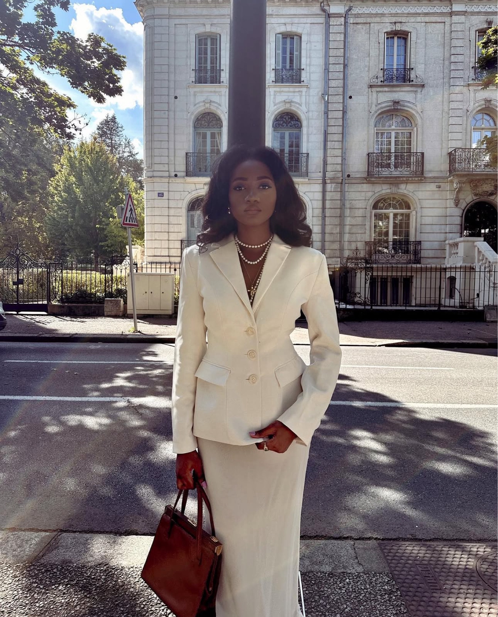 Cinched white blazer