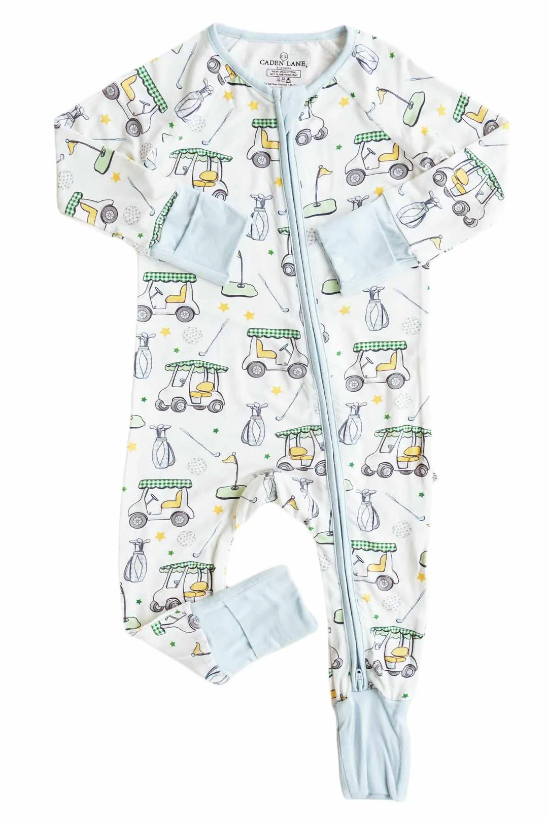Country Club Cuties Convertible Bamboo Zip Romper | Blue | Caden Lane