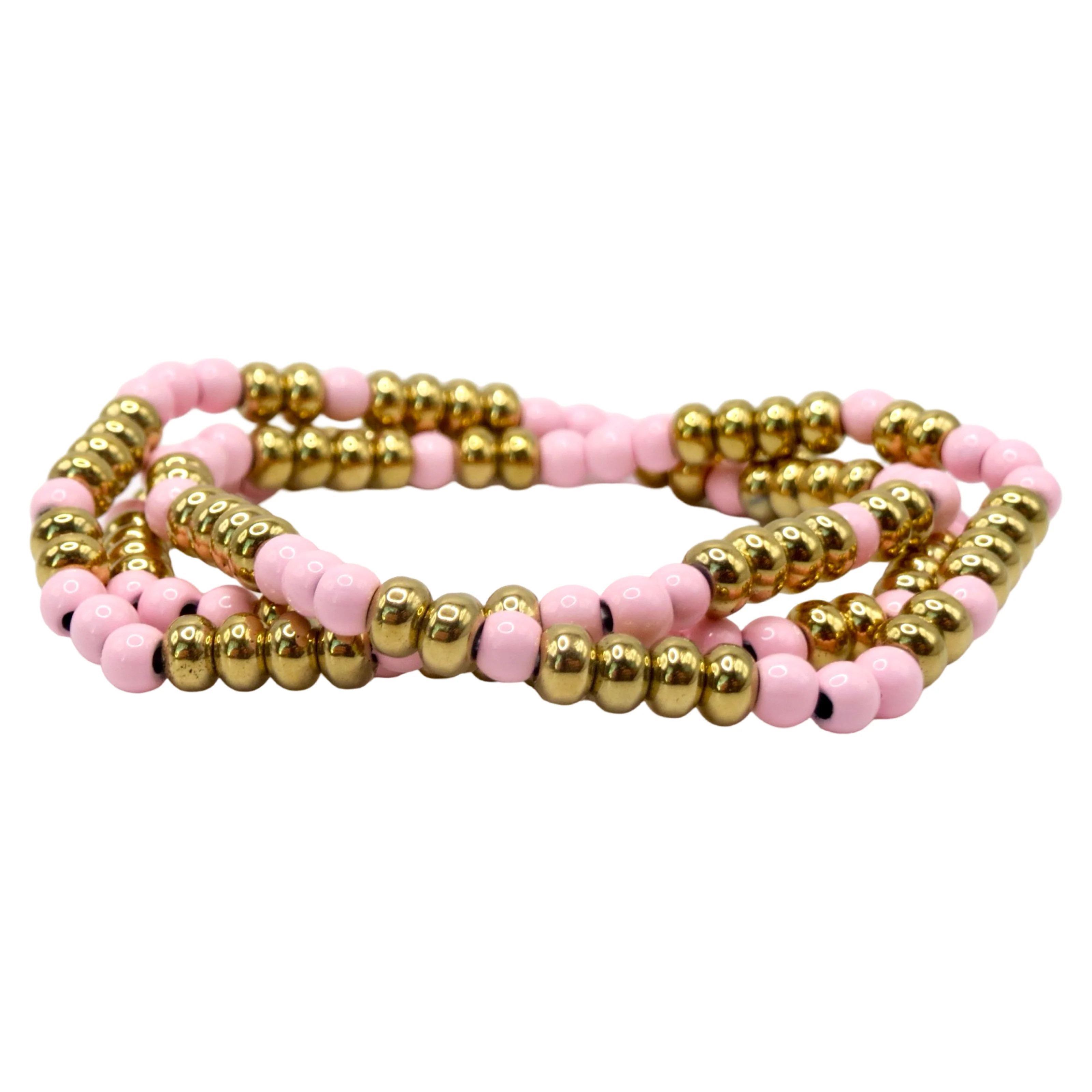 Ballerina Pink Beaded Stack Bracelets | La Lumiere NY
