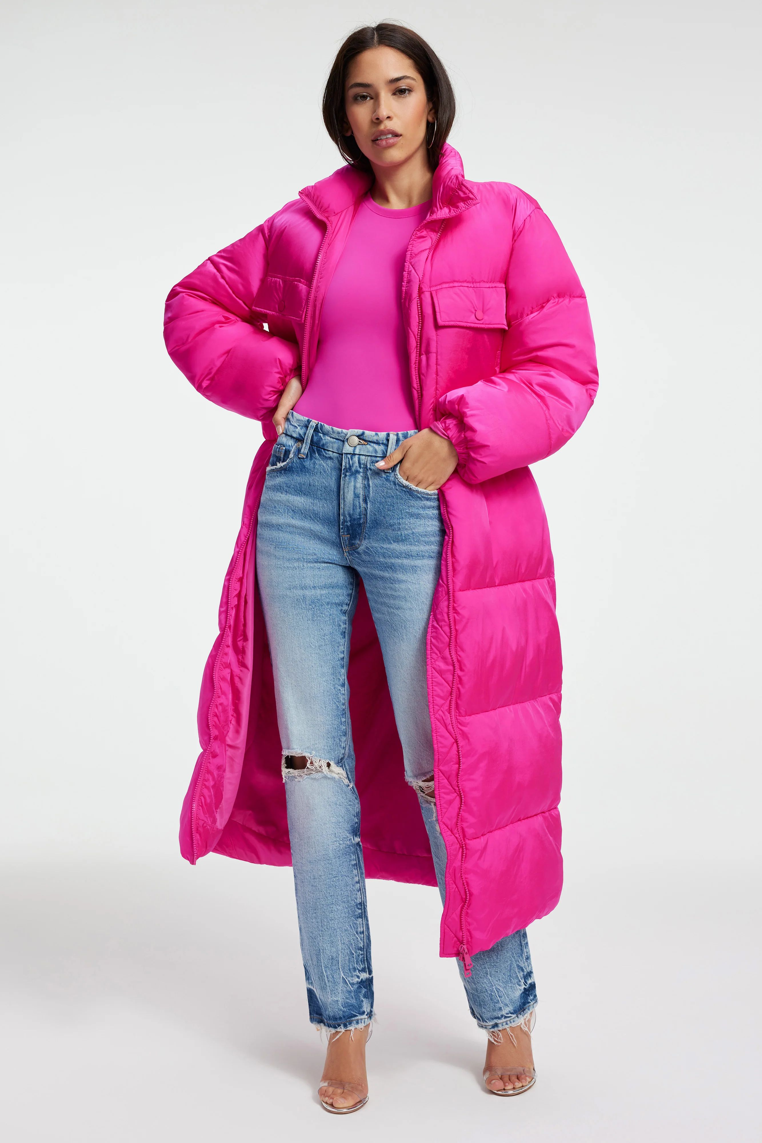 BELTED PUFFER COAT | FUSCHIA PINK001 | Good American