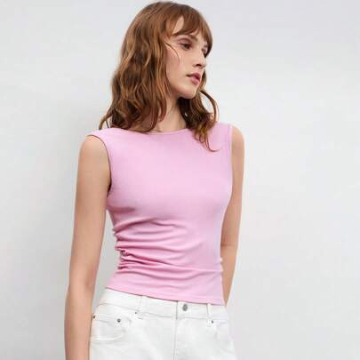 Women's Backless Bowknot Design Top, Pink, Soft, Comfortable, Modern Urban Casual, Fashionable, Versatile, Spring/Summer | SHEIN