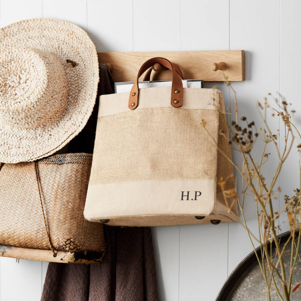 Monogram Base Studio Tote In Natural Jute | Not On The High Street