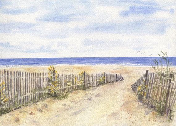 Beach Path: Watercolor Painting Beach Dune Ocean Home Decor | Etsy | Etsy (US)
