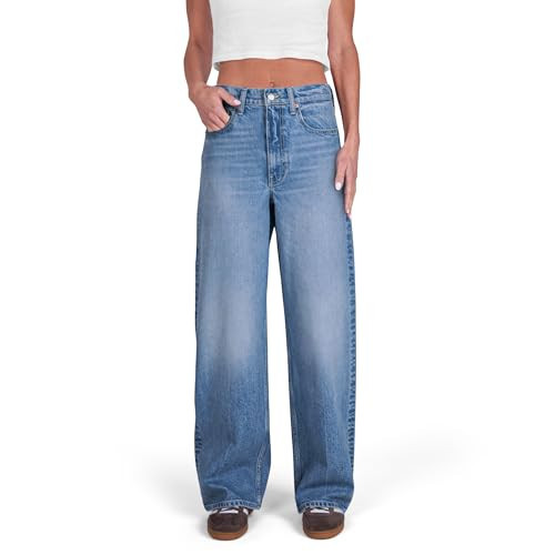 CAKE THE LABEL Women High Rise Loose Straight Jeans Wide Leg Pants (Super Light Blue) | Amazon (US)