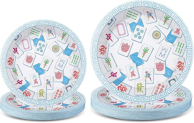 50 Pack Mahjong Paper Plates 7" & 9" Bulk Disposable Paper Mahjong Party Supplies for Home Family... | Amazon (US)