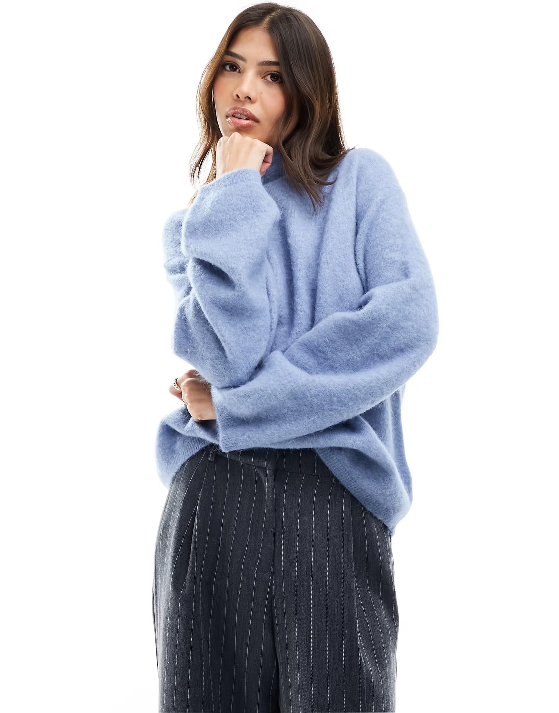 & Other Stories fluffy alpaca and merino wool blend jumper in dusty blue | ASOS | ASOS (Global)