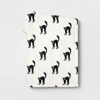 Cats Printed Plush Throw Blanket Ivory/Black - Hyde & EEK! Boutique™ | Target