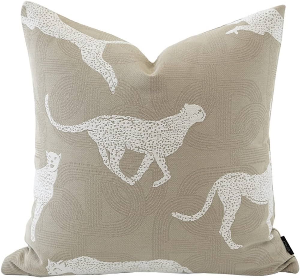 Croker Horse 18x18'' Inches Throw Pillow Cushion Cover - Leopard Pattern Chenille Jacquard Luxury... | Amazon (US)