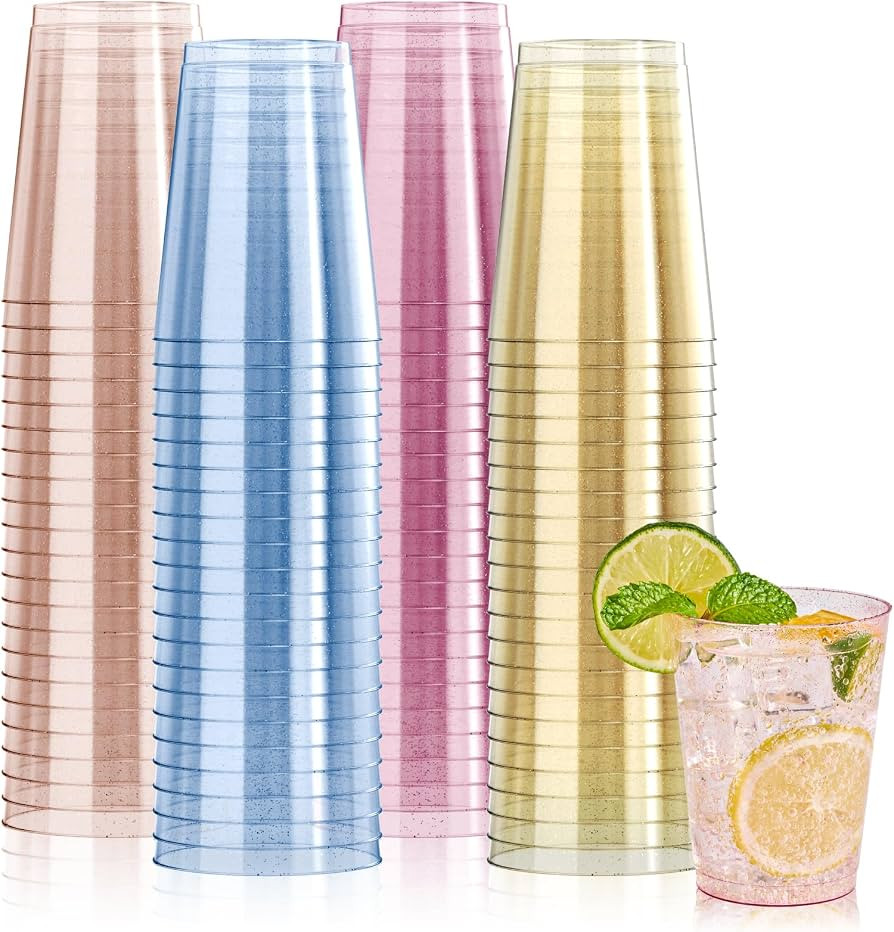 JOLLY CHEF 100 Pack 10 oz Plastic Cups, Disposable Party Cups in Assorted Colors, Plastic Glasses... | Amazon (US)
