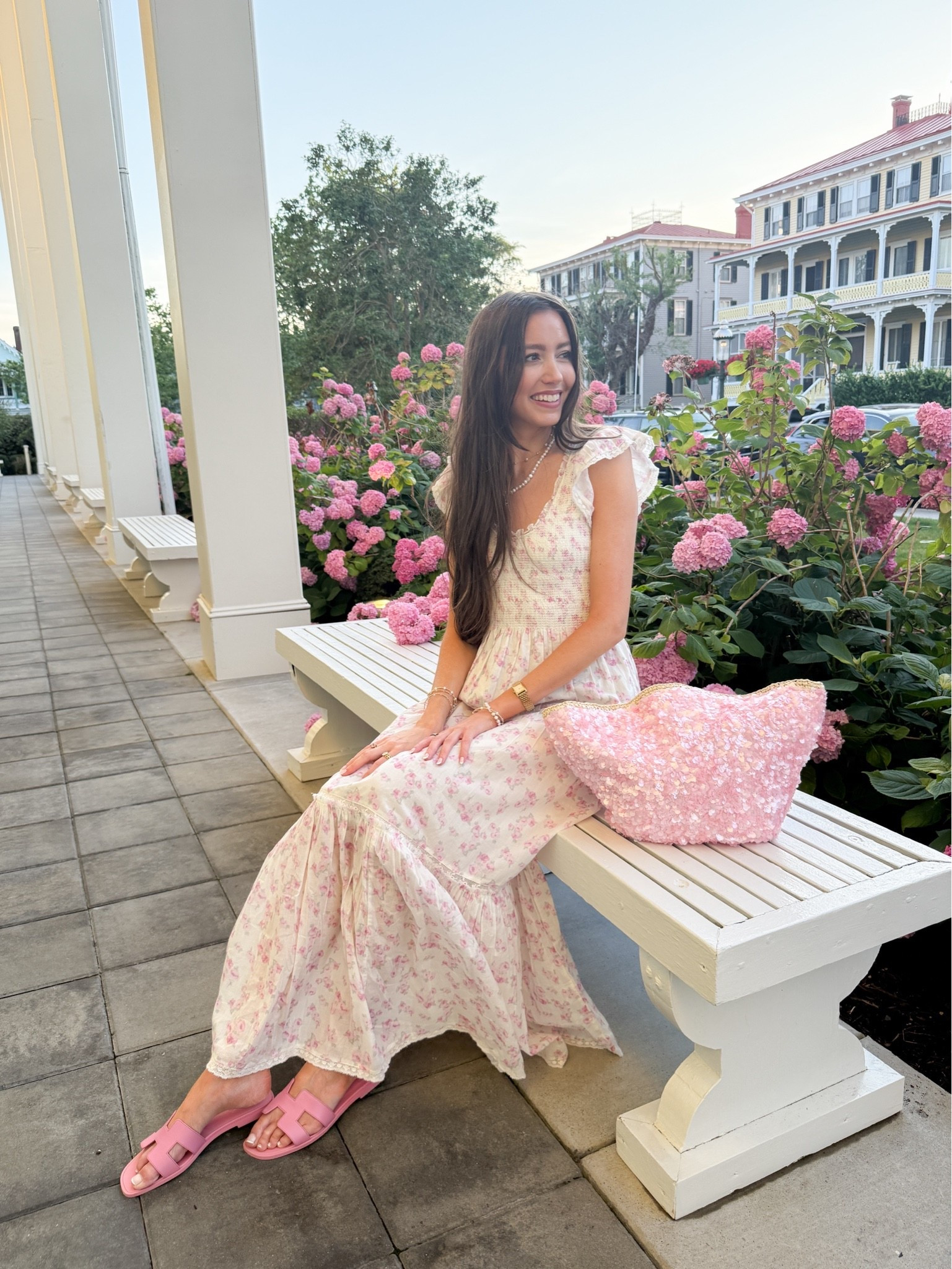 Perfect for a summer day, vacation stroll, brunch, or beachside dinner 🌸☀️ This feminine floral dress from LoveShackFancy is one of those effortless pieces that instantly makes you feel put together. Paired it with my favorite Hermès Oran sandals and a fun sequin tote from Stoney Clover Lane for the ultimate chic summer look.

✨ Summer outfit inspiration
✨ Vacation outfit idea
✨ Floral dress outfit
✨ Resort wear style
✨ Beach vacation fashion
✨ Feminine summer style
✨ Designer sandals
✨ Coastal chic outfit

Everything is linked in my LTK! 💗 #LTKStyleTip #LTKSeasonal #SummerStyle #VacationOutfit #LoveShackFancy #HermesOran #StoneyCloverLane #ResortWear #CoastalStyle #SummerFashion #BeachStyle #FeminineFashion

#LTKootd #LTKTravel #LTKSaleAlert