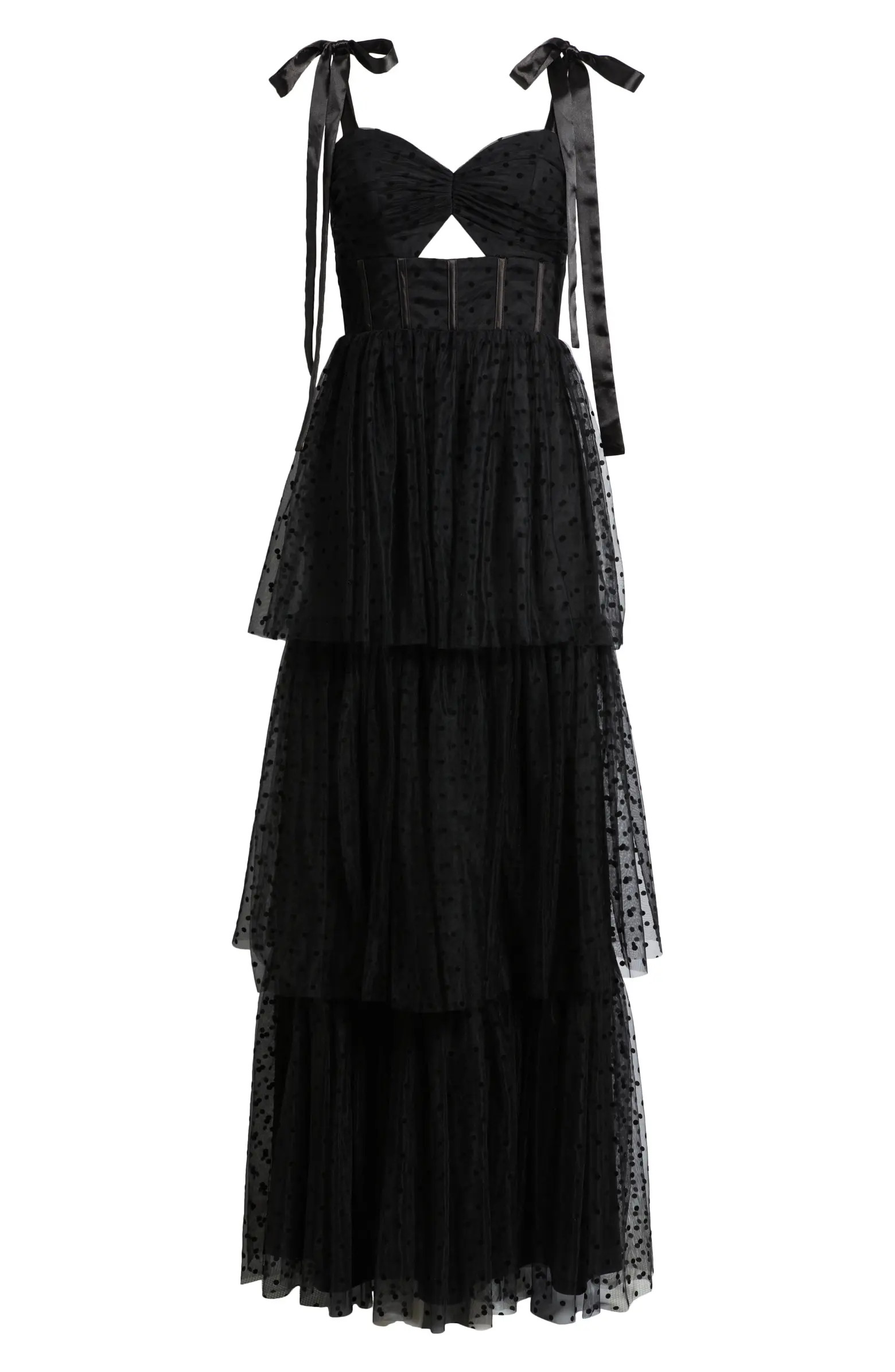 Billie Swiss Dot Tiered Maxi Cocktail Dress | Nordstrom