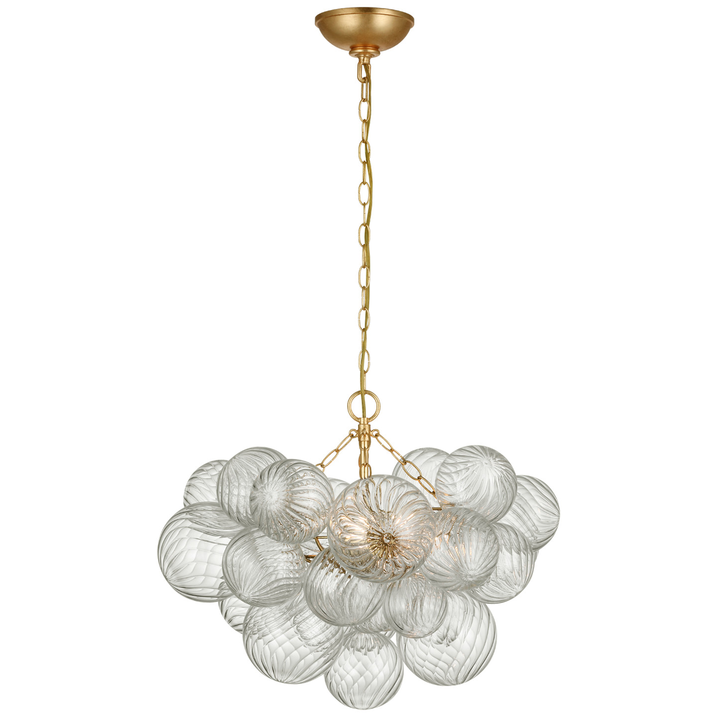 Talia Small Chandelier in Gild and Clear Swirled Glass | Visual Comfort