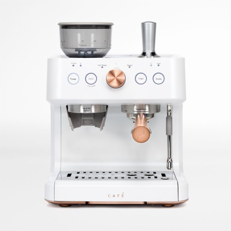 GE Cafe Matte White Bellissimo Semi-Automatic Espresso Machine + Reviews | Crate & Barrel | Crate & Barrel
