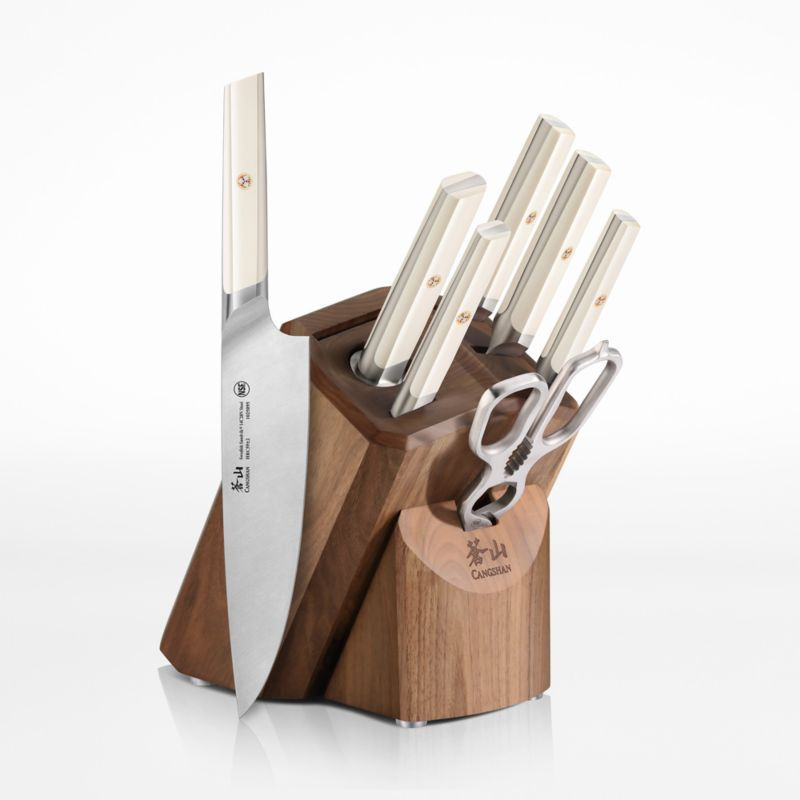 Cangshan Everest White 8-Piece Knife Block Set + Reviews | Crate & Barrel | Crate & Barrel