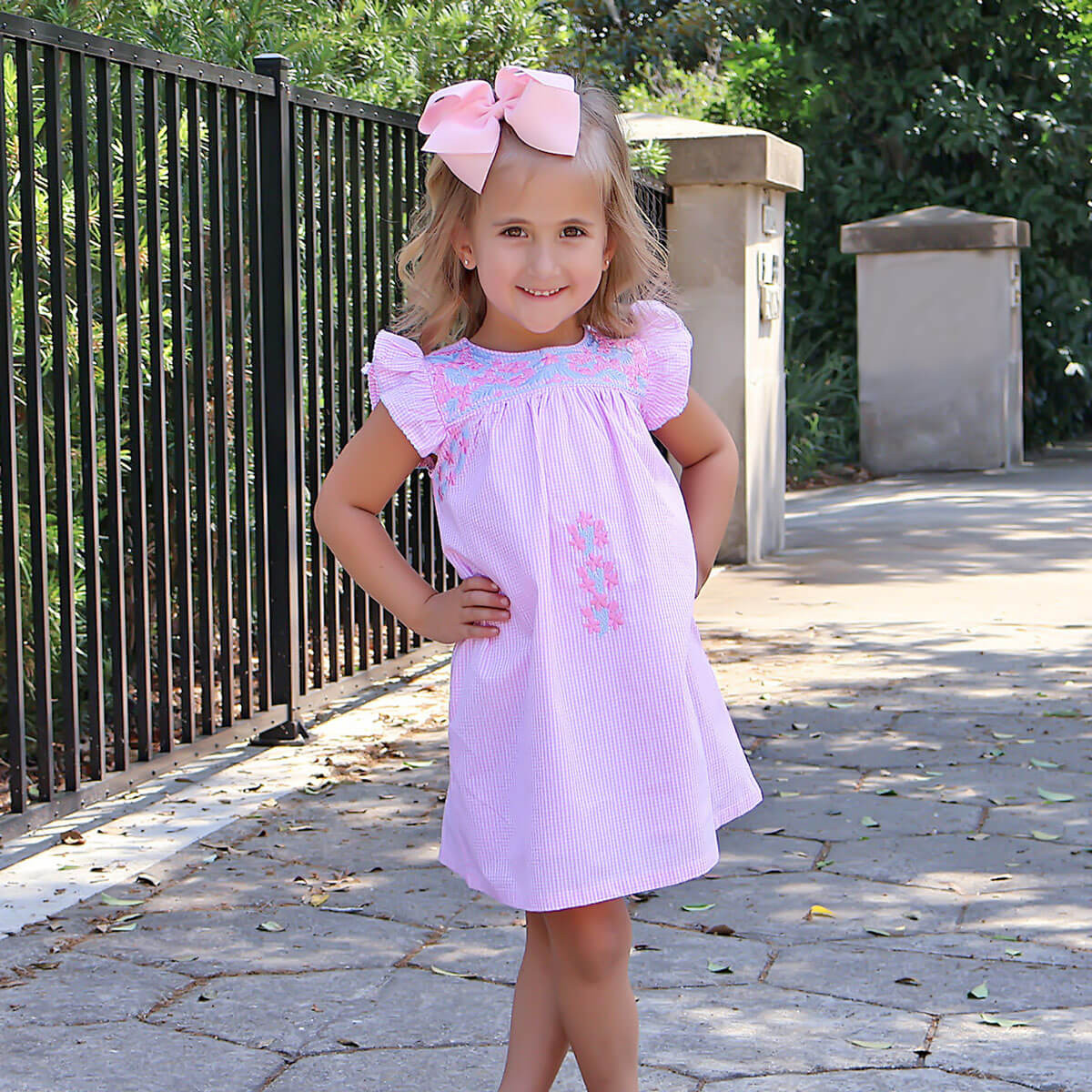 Pink Gingham Embroidered Beach Dress | Classic Whimsy