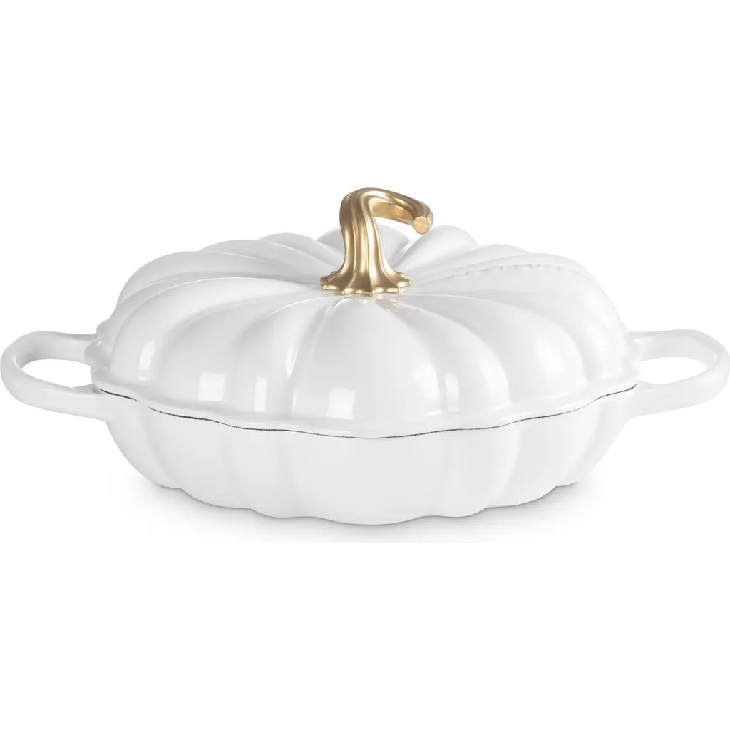 Le Creuset Enameled Cast Iron Pumpkin Braiser in White at Nordstrom | Nordstrom