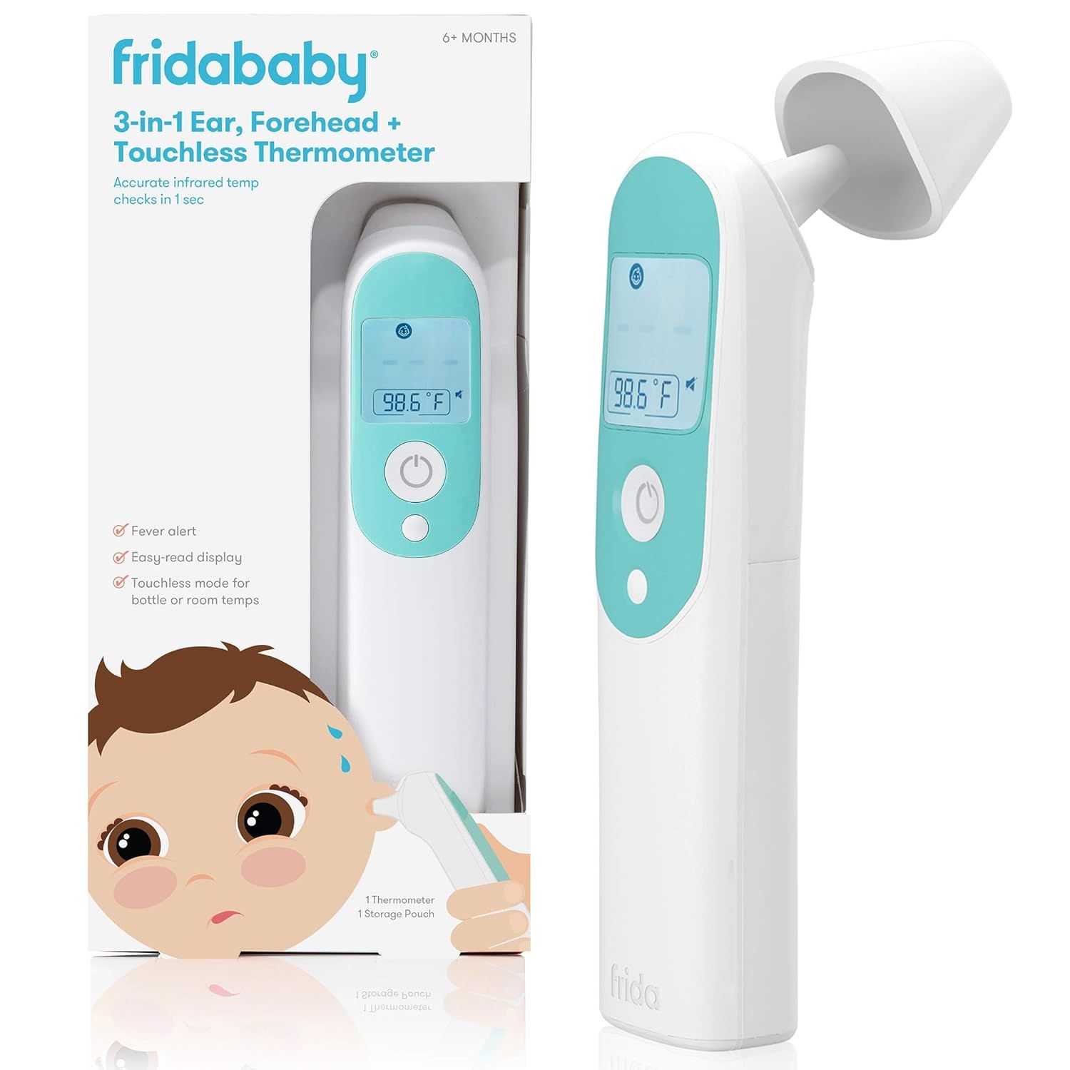 Frida Baby Infrared Thermometer 3-in-1 Ear, Forehead + Touchless for Babies, Toddlers, Adults, an... | Amazon (US)