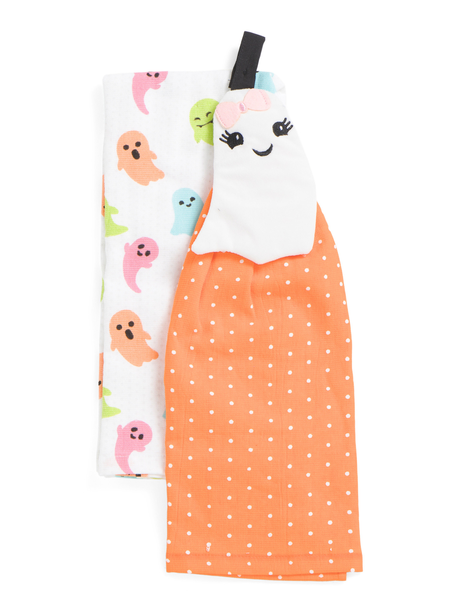 Set Of 2 Hey Boo Shaped Ghost Kitchen Towels | TJ Maxx