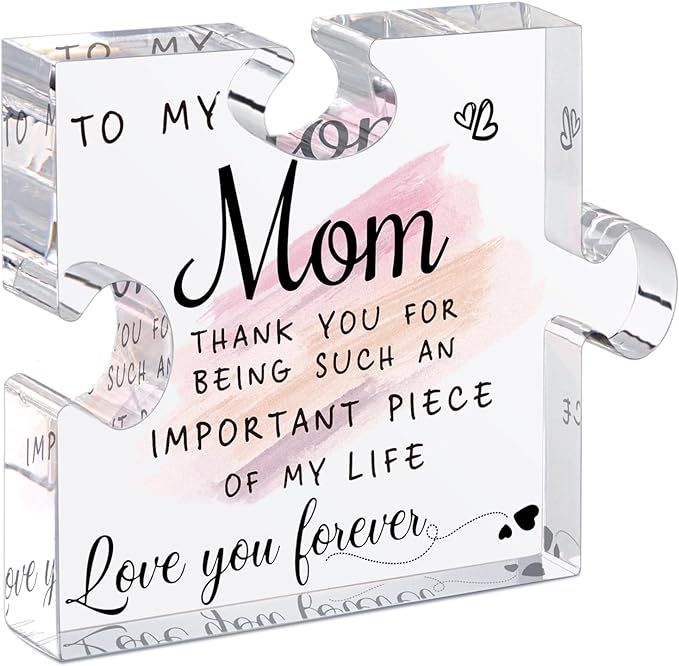 LukieJac Gifts for Mom from Daughter Son - Best Mom Ever Gifts Unique Mother Birthday Acrylic Puz... | Amazon (US)