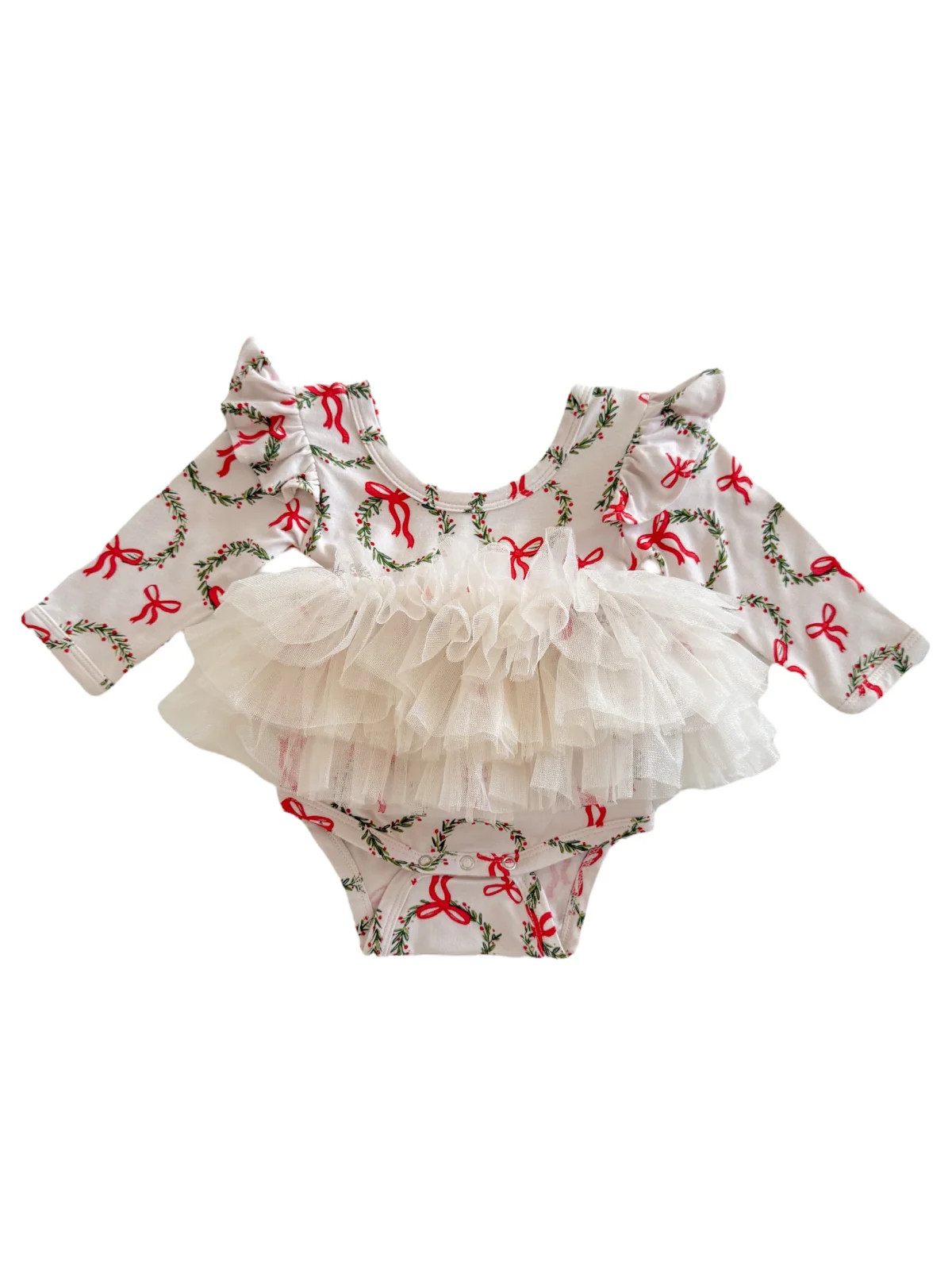 Long Sleeve Tutu Bodysuit, Wreath | SpearmintLOVE